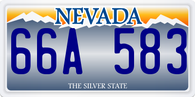 NV license plate 66A583