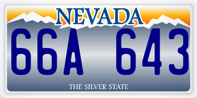 NV license plate 66A643