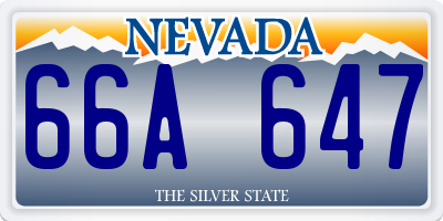 NV license plate 66A647