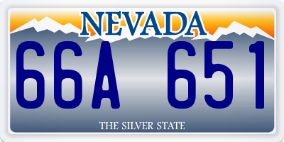 NV license plate 66A651