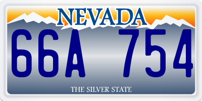NV license plate 66A754