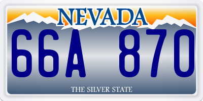 NV license plate 66A870