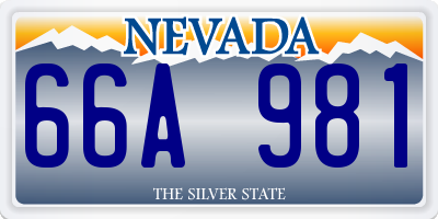 NV license plate 66A981