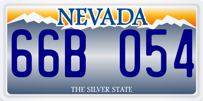 NV license plate 66B054