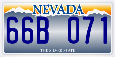 NV license plate 66B071