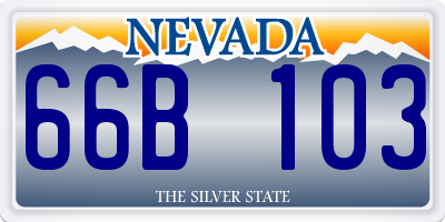 NV license plate 66B103