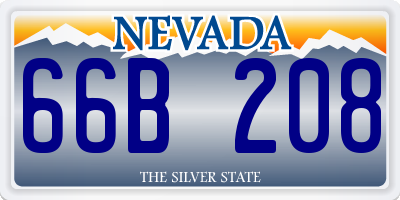 NV license plate 66B208