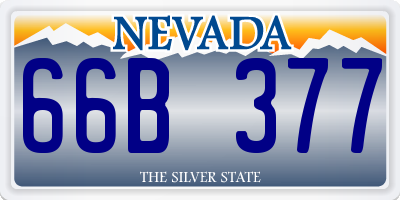 NV license plate 66B377