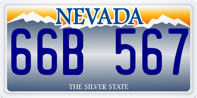 NV license plate 66B567