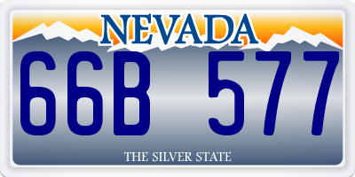 NV license plate 66B577