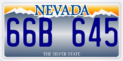 NV license plate 66B645