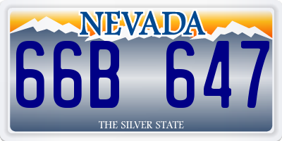 NV license plate 66B647