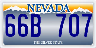 NV license plate 66B707