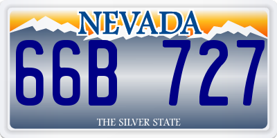 NV license plate 66B727
