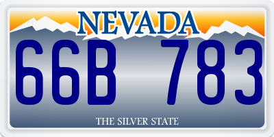 NV license plate 66B783