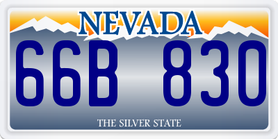 NV license plate 66B830