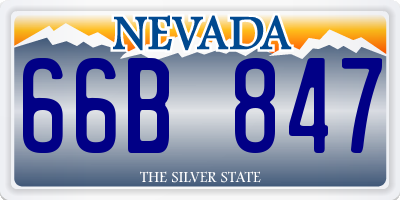 NV license plate 66B847