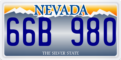 NV license plate 66B980