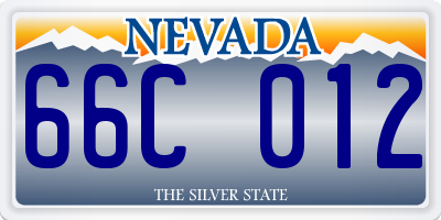 NV license plate 66C012
