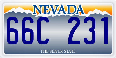 NV license plate 66C231