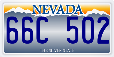 NV license plate 66C502