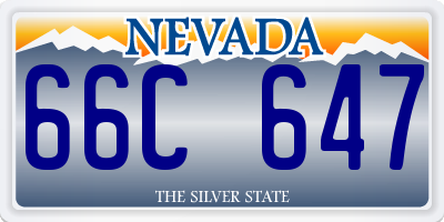 NV license plate 66C647