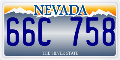 NV license plate 66C758