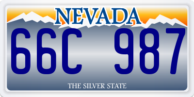NV license plate 66C987