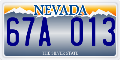 NV license plate 67A013