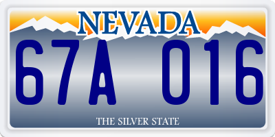 NV license plate 67A016