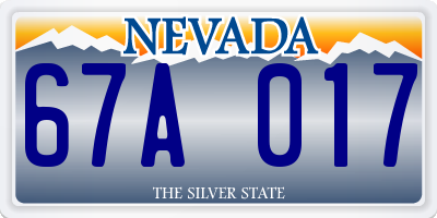 NV license plate 67A017