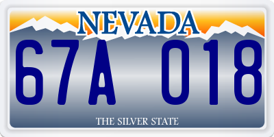 NV license plate 67A018