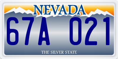 NV license plate 67A021