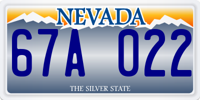 NV license plate 67A022