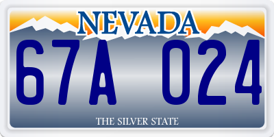 NV license plate 67A024