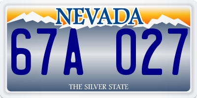 NV license plate 67A027