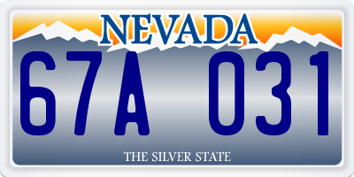 NV license plate 67A031