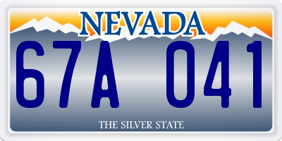 NV license plate 67A041