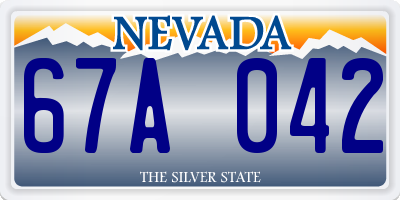 NV license plate 67A042