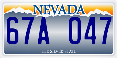 NV license plate 67A047