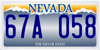 NV license plate 67A058