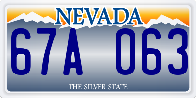 NV license plate 67A063