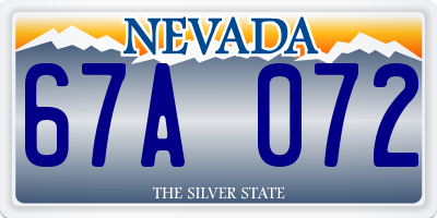 NV license plate 67A072