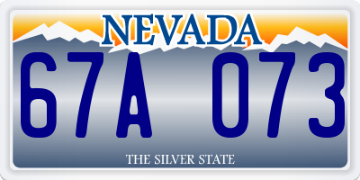 NV license plate 67A073