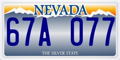 NV license plate 67A077