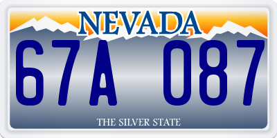 NV license plate 67A087