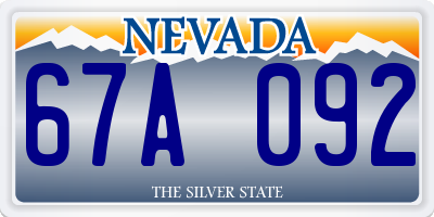 NV license plate 67A092