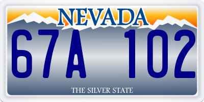 NV license plate 67A102