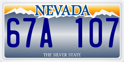 NV license plate 67A107