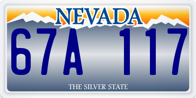 NV license plate 67A117